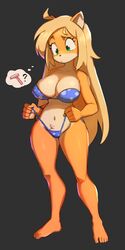  :/ adjusting_clothes adjusting_swimsuit aged_up ahoge animal_ears animal_nose bare_shoulders barefoot bikini bikini_bottom_lift black_background blonde_hair body_fur breasts cleavage closed_mouth coco_bandicoot collarbone commentary crash_(series) english_commentary feet female flowers-imh full_body furry furry_female green_eyes groin hair_down hands_up highres large_breasts legs lifting_own_clothes long_hair looking_down navel orange_fur polka_dot polka_dot_bikini raised_eyebrow razor sidelocks simple_background skindentation standing stomach strapless strapless_bikini string_bikini swimsuit thick_thighs thighs thought_bubble toes two-tone_fur wide_hips yellow_fur 