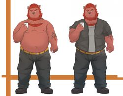  2015 andikapatok anthro belly bottomwear cellphone clothing electronics humanoid_hands kemono male mammal model_sheet moobs nipples overweight overweight_anthro overweight_male pants phone shirt smartphone solo suid suina sus_(pig) topwear wild_boar 