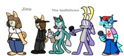  alpha_channel anthro antlers bedfellows blandonproductions bottomwear boyfriend_(fnf) canid canine canis clothed clothing digital_media_(artwork) domestic_cat domestic_dog duo electronics fatigue_(bedfellows) felid feline felis female friday_night_funkin&#039; fur hair headgear headwear horn jackalope june_(jinu) lagomorph male mammal microphone purple_body purple_fur sheen_(bedfellows) skylar_(jinu) topwear 