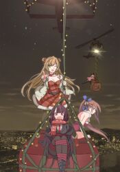  4girls aircraft anti-materiel_rifle antlers bell belt black_pantyhose blue_bow blue_eyes blue_ribbon blush bondage bondage bound bow brown_hair christmas christmas_lights city city_lights cityscape cloud coat crying crying_with_eyes_open double_bun dress fal_(girls&#039;_frontline) fal_(winter_supply)_(girls&#039;_frontline) fur-trimmed_coat fur-trimmed_dress fur_trim girls&#039;_frontline green_eyes gun hair_bell hair_bun hair_ornament hair_ribbon hairbow half_updo helicopter highres holding holding_gun holding_weapon horns long_hair long_sleeves multiple_girls necktie night night_sky ntw-20 ntw-20_(girls&#039;_frontline) ntw-20_(xmas_reindeer)_(girls&#039;_frontline) official_alternate_costume one_eye_closed open_clothes open_coat open_mouth pantyhose pink_hair pointing pointing_at_viewer purple_hair red_bow red_dress red_eyes red_necktie red_scarf reindeer_antlers rfb_(girls&#039;_frontline) rfb_(how_rfb_stole_xmas)_(girls&#039;_frontline) ribbon ribbon_bondage rifle santa_costume santa_dress scarf side_ponytail sitting sky smile sniper_rifle strapless strapless_dress tab_(tabkun) tears wa2000_(date_in_the_snow)_(girls&#039;_frontline) wa2000_(girls&#039;_frontline) weapon winter_clothes winter_coat 