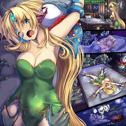  ... armor armpits blonde_hair blue_eyes bondage bondage bound breasts bridal_gauntlets cleavage commentary_request dress female forehead_jewel gameplay_mechanics green_dress health_bar helmet highres imminent_rape large_breasts licking licking_ear long_hair monikano multiple_boys pauldrons princess restrained riesz seiken_densetsu seiken_densetsu_3 separated_legs ship shoulder_armor spoken_ellipsis straight tongue translated very_long_hair watercraft winged_helmet 