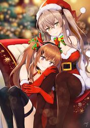  christmas cleavage girls_frontline noixen pantyhose tagme thighhighs ump45_(girls_frontline) ump9_(girls_frontline) 