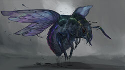  16:9 2020 ambiguous_gender antennae_(anatomy) arthropod black_body black_exoskeleton digital_media_(artwork) dripping exoskeleton feral flying grey_background grey_hair hair hexapod hi_res insect_wings iridescent iridescent_exoskeleton iridescent_hair iridescent_wings mandibles red_eyes shadow signature simple_background solo themefinland widescreen wings 