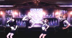  2boys 2girls animated animated chiyuki_(death_parade) dancing death_parade decim_(death_parade) dequim ginti kurokami_no_onna multiple_boys multiple_girls nona_(death_parade) 