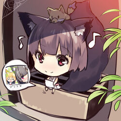  :d animal animal_ear_fluff animal_ears animal_on_head bare_arms barefoot blonde_hair blush box brown_hair chibi closed_eyes closed_mouth commentary_request donation_box eighth_note female fox fox_ears fox_girl fox_on_head fox_tail hair_between_eyes holding holding_photo japanese_clothes kimono musical_note nose_blush on_head open_mouth original photo_(object) red_eyes short_hair silk sitting sleeveless sleeveless_kimono smile solo spider_web star_(symbol) tail white_kimono yuuji_(yukimimi) 