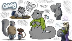  2019 anthro ashley_(themuffinly) blush clothed clothed_anthro clothed_female clothed_male clothing digital_media_(artwork) featureless_crotch female female_(lore) female_anthro fur gary_(themuffinly) grey_body grey_fur group imminent_vore infatuation larger_anthro larger_clothed larger_male male male_(lore) male_anthro mammal model_sheet mouse muffin_(themuffinly) murid murine mustelid nude nude_anthro nude_male rodent sciurid size_difference slightly_chubby smaller_anthro smaller_clothed smaller_female smaller_male solo_focus standing themuffinly tongue tongue_out tree_squirrel 