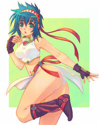  annet_myer bad_id bad_pixiv_id bow el_viento female gloves green_hair loincloth meccol painttool_sai_(medium) ribbon solo 