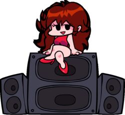  animated boombox clothing dress female footwear friday_night_funkin&#039; girlfriend_(fnf) hair high_heels human human_only mammal not_furry official_art shoes short_playtime solo speaker 