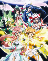  akatsuki_kirika cleavage disc_cover headphones kazanari_tsubasa maria_cadenzavuna_eve senki_zesshou_symphogear sword tachibana_hibiki thighhighs tsukuyomi_shirabe weapon wings witch yukine_chris 