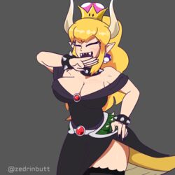  1:1 2018 2d_animation alternate_species animal_humanoid animated blonde_hair bowser bowsette_meme breasts closed_eyes clothing crown ear_piercing female hair headgear horn humanoid humanoid_pointy_ears humanoidized koopa laugh long_hair mario_bros meme motion_tweening nintendo ojou_laugh piercing rule_63 scalie sharp_teeth short_playtime solo super_crown teeth zedrin 