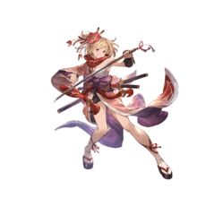  arm_guards black_skirt djeeta_(granblue_fantasy) flower full_body granblue_fantasy grin hadanugi_dousa hair_flower hair_ornament hair_stick japanese_clothes katana kengo_(granblue_fantasy) kimono minaba_hideo miniskirt multiple_swords obi official_art open_clothes open_kimono pink_kimono red_scarf rope sash scarf shimenawa short_hair skirt smile solo sword transparent_background weapon wide_sleeves 