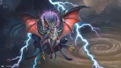  anthro bat cleric clothing electricity female halo hasbro hi_res justin_gerard lightning magic:_the_gathering mammal membrane_(anatomy) membranous_wings robe solo storm whirlpool wings wizards_of_the_coast zoraline_(bloomburrow) 