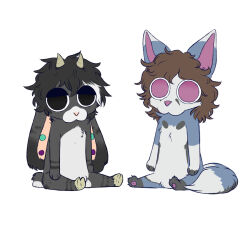  airamdenhial akira_kimura anthro antlers canid canine chibi digital_media_(artwork) duo ear_piercing fox fur hair hooves horn jackalope lagomorph long_ears male male/male mammal matthew_nowell paws piercing simple_background tail 