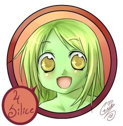  1boy colored_skin evra_von green_eyes green_hair green_skin long_hair open_mouth scales smile snake the_saga_of_darren_shan upper_body yellow_eyes 