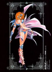  aquila_marin armlet bikini bracelet female future_studio_(artist) jewelry mask no_mask official_art orange_hair saint_seiya solo swimsuit 