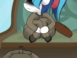  4:3 anthro ask_bottom_armor bottom_armor_(lefthighkick) curled_up equid equine fetal_pose friendship_is_magic hasbro hi_res lefthighkick mammal my_little_pony shining_armor_(mlp) solo thick_thighs 