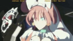  3d animated animated aqua_eyes arc_system_works bounce bouncing_breasts breasts bunny_ears center_opening cleavage dress elphelt_valentine female female guilty_gear guilty_gear_xrd guilty_gear_xrd:_revelator large_breasts pink_hair ribbon short_hair solo text wedding_dress white_dress 