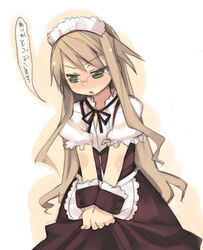  arima_senka female glasses kashiwamochi_yomogi long_hair maid original photoshop_(medium) solo very_long_hair wrist_cuffs 