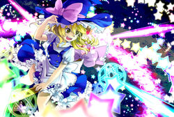  bad_id bad_pixiv_id blonde_hair broom broom_riding danmaku female hat kirisame_marisa long_hair photoshop_(medium) solo touhou witch_hat yellow_eyes zanunoneko 