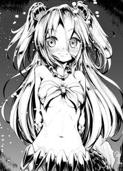  air_bubble bad_id bad_pixiv_id blush breasts bubble clam cleavage collarbone female greyscale hair_ornament long_hair medium_breasts mermaid mizusaki_(tengoku) monochrome monster_girl muromi-san namiuchigiwa_no_muromi-san navel seashell shell solo twintails underwater very_long_hair 