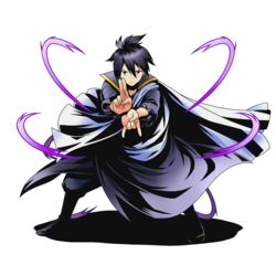  1boy black_eyes black_footwear black_hair boots divine_gate fairy_tail full_body hair_between_eyes looking_at_viewer magic male_focus official_art shadow solo transparent_background ucmm zeref 