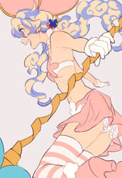  alternate_hairstyle armpits bare_shoulders breasts female gloves hat linaria_(ookinahitomi) long_hair magical_girl magical_nia midriff multicolored_hair navel nia_teppelin open_mouth photoshop_(medium) skirt small_breasts smile solo staff striped_clothes striped_thighhighs tengen_toppa_gurren_lagann thighhighs twintails two-tone_hair 