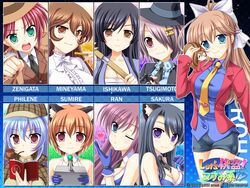  business_suit cleavage gun ishikawa_koyomi kemonomimi let&#039;s_kaitou! mineyama_fuuko nekokura_ran nekokura_sakura nekokura_sumire nekomimi philene_shamrock rohan_ai sarashi spats sword tagme tsugimoto_ohka wallpaper yuibi zenigata_otome 