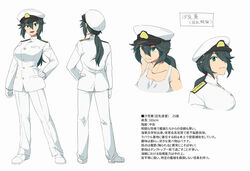  bad_id bad_pixiv_id commentary_request female female_admiral_(kancolle) gloves green_eyes hat ikeshita_moyuko kantai_collection long_hair military military_uniform multiple_views shiomi_kaoru tank_top translation_request uniform 