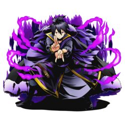  1boy black_eyes black_footwear black_hair boots divine_gate fairy_tail full_body hair_between_eyes looking_at_viewer magic male_focus official_art shadow solo transparent_background ucmm zeref 