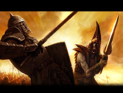  armor army guild_wars_(series) guild_wars_1 helmet letterboxed non-web_source official_art palawa_joko photoshop_(medium) shield sword turai_ossa undead weapon 