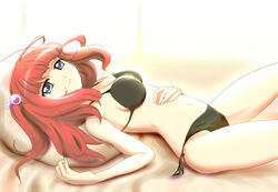  aitaso bad_id bad_pixiv_id bikini black_eyes female hair_bobbles hair_ornament long_hair lying photoshop_(medium) red_hair solo swimsuit two_side_up umineko_no_naku_koro_ni ushiromiya_ange 