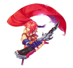  &eacute;clair_farron armband bad_id bad_pixiv_id blue_eyes cape curly_hair female final_fantasy final_fantasy_xiii fingerless_gloves from_above gloves hassaku_(kuramatengu) highres perspective pink_hair simple_background solo strap sword torn_clothes weapon 