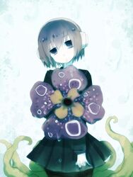  commentary_request female flower headphones monster_girl nene_nene oharu plant school_uniform serafuku short_hair skirt solo utau 