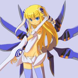  blonde_hair blue_eyes busou_shinki commentary_request female kakikukeko mecha_musume solo thighhighs zyrdarya 