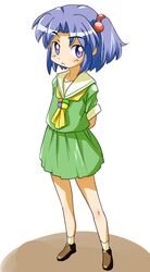  98se-tan blue_eyes blue_hair commentary_request female hair_bobbles hair_ornament kakikukeko os-tan school_uniform serafuku solo 