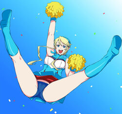  cheerleader confetti female fura hairband heroman lina_davis panties pom_pom_(cheerleading) skirt solo spread_legs underwear 