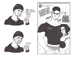  2boys biting_own_lip blanclauz breasts camisole cellphone cellphone_display choker cigarette cleavage colored_sclera commentary couple doomer doomer_girl english_commentary english_text facial_hair female height_difference highres manly medium_breasts meme multiple_boys muscular naughty_face netorare original phone pimple red_sclera snap_my_choker_(phrase) straight stubble tattoo tears thick_eyebrows typo undercut undressing_another wojak 