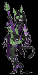  2022 alternative_fashion bass_guitar black_body black_fur black_hair boots choker clothing colored_nails danica_(daniruu) domestic_cat dress eyewear felid feline felis female fishnet_clothing fishnet_legwear fishnet_thigh_highs footwear fur glasses goth green_eyes green_nails guitar hair hi_res high_heeled_boots high_heels highlights_(coloring) jewelry lapinbeau legwear long_hair long_tail mammal musical_instrument nails necklace playing_music plucked_string_instrument purple_highlights singing solo string_instrument tail thigh_highs 