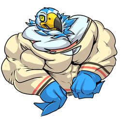  2020 4_fingers absurd_res accipitrid accipitriform animal_crossing anthro avian beak big_muscles big_pecs bird chest_tuft eagle fierglief fingers flexing grin hi_res huge_muscles huge_pecs hyper hyper_muscles looking_at_viewer male muscular muscular_anthro muscular_male nintendo pecs pierce_(animal_crossing) simple_background smile solo tuft white_background yellow_eyes 