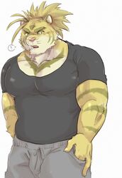  anthro big_pecs biped bottomwear cddi_h clothed clothing felid fur hair lifewonders macan_(tas) male mammal markings multicolored_body multicolored_fur muscular muscular_anthro muscular_male pantherine pecs solo striped_markings striped_tail stripes tail tail_markings tied_hair tiger tokyo_afterschool_summoners topwear two_tone_body two_tone_fur white_body white_fur yellow_body yellow_fur 