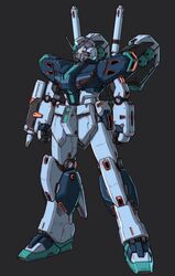  banchengping@126 commentary_request glowing glowing_eyes grey_background gun gundam gundam_msv highres mecha no_humans nu_gundam_mp_type robot science_fiction simple_background solo weapon 