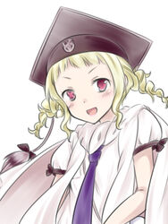  blonde_hair braid commentary_request female hat hicha_wynn magical_girl mahou_shoujo_ikusei_keikaku mahou_shoujo_ikusei_keikaku_aces monoshiri_micchan necktie pink_eyes solo twin_braids 