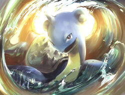  commentary_request lapras nature no_humans ocean oota_alisa photoshop_(medium) pokemon pokemon_(creature) solo surfing 