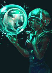  bad_id bad_pixiv_id bubble dark endou_yuu female hat lyra_(pokemon) mew_(pokemon) pokemon pokemon_(creature) pokemon_hgss 