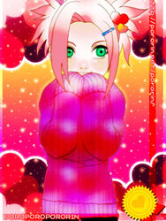  aged_down female green_eyes lowres naruto naruto_(series) photoshop_(medium) pink_hair pomeranianko sakura_haruno solo 