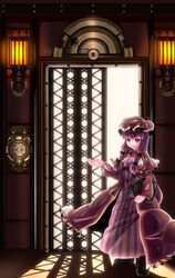  book commentary_request elevator female grimoire hat highres patchouli_knowledge purple_eyes purple_hair solo steampunk tama_(speedgrapher) touhou 