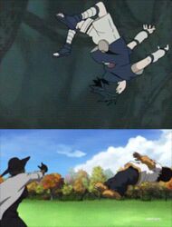  3boys animated animated anime_screenshot bad_id bad_link battle comparison female lowres multiple_boys naruto naruto_(series) orochimaru_(naruto) riley_freeman the_boondocks third-party_source uchiha_sasuke 