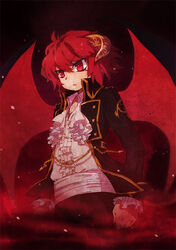  bad_id bad_pixiv_id demon_boy elatha_(mabinogi) female horns mabinogi photoshop_(medium) red_eyes red_hair solo wings zhuo_mi 