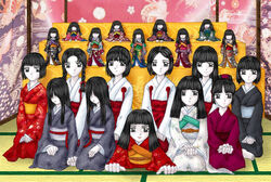  6+girls altar black_hair braid doll fatal_frame fatal_frame_1 fatal_frame_2 fatal_frame_3 hime_cut himuro_kirie japanese_clothes kimono kiryuu_akane kiryuu_azami kuze_amane kuze_hisame kuze_minamo kuze_shigure kuzuhara_kozue long_hair miko multiple_girls short_hair siblings tachibana_chitose twins 