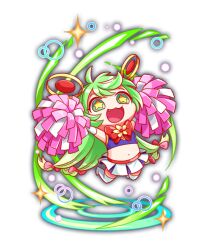  alternate_costume artist_request bow bow_flower cel_shading cheerleader chibi chibi_only colored_tips crash_fever elbow_gloves female flower full_body game_cg gloves green_eyes green_hair hairbow happy_(crash_fever) jumping light_particles midriff multicolored_hair navel oerba_yun_fang official_alternate_costume official_art outline pleated_skirt pom_pom_(cheerleading) red_bow red_outline skirt solo sparkle star_(symbol) star_in_eye symbol_in_eye tachi-e thighhighs tongue transparent_background two-tone_hair white_gloves white_skirt white_thighhighs yellow_flower 